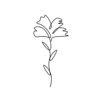 Simple design of flowers in one continuous line Stock Illustration