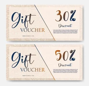 Simple design gift voucher template. Set of elegant voucher with floral patte Illustrazione stock