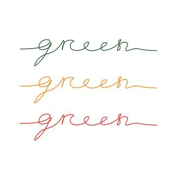 Simple design "green" one continuous line lettering Stock Illustration