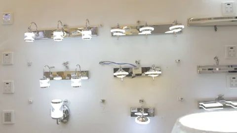 Simple design of lightnings on the wall of a store. Stock Footage 97563121