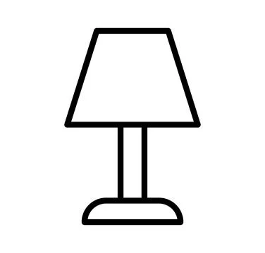 Simple Design of Modern Table Lamp Icon in Minimalist Black Outline Style Stock Illustration