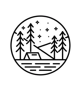 Simple design of natural mountains and camping Stock Illustration