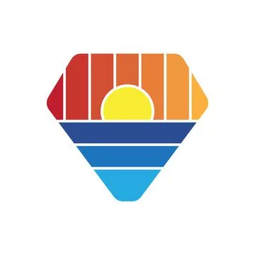Simple design of ocean and sunset Stock Illustration