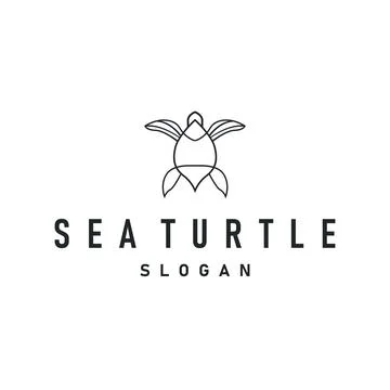 Simple design of ocean animals with the concept of a turtle logo, a black s.. Stock Illustration