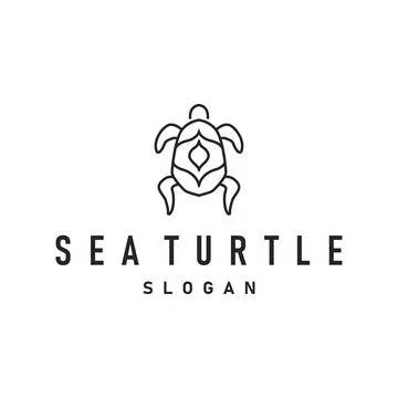 Simple design of ocean animals with the concept of a turtle logo, a black s.. Stock Illustration