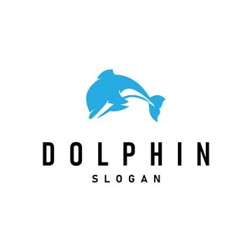 Simple design open sea animal dolphin logo with simple sea dolphin concept .. Stock Illustration