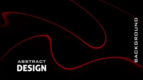 Simple design with red wavy curves on black. Minimal graphics Stock Illustration