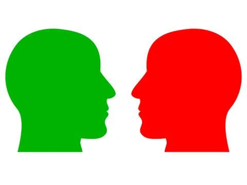 A simple design of the silhouettes of two human heads Stock Illustration