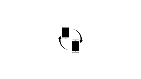 Simple design smart phone with arrow rotating icon animated on background Stock Footage 263874035