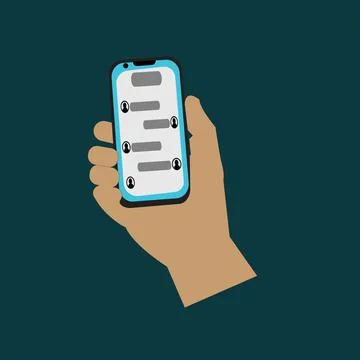 Simple design smart phone on hand symbol background. 스톡 일러스트