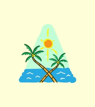 Simple design summer beach for badge design, emblem design, t-shirt design Stock Illustration