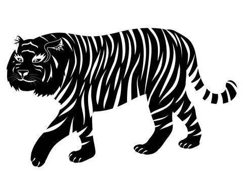 Simple design of tiger isolatedon white background Stock Illustration