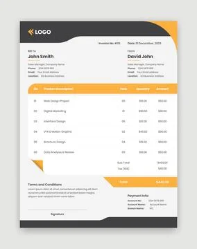 Simple designed bill receipt or invoice template for digital agencies and b.. Stock Illustration