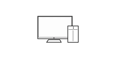 Simple desktop computer icon animation isolated on white background. Stock Footage 321737569