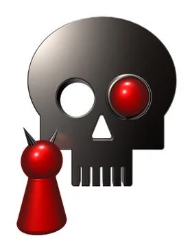 Simple devil character and abstract skull - 3d illustration Illustrazione stock