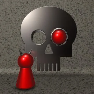 Simple devil character and abstract skull - 3d illustration Illustrazione stock
