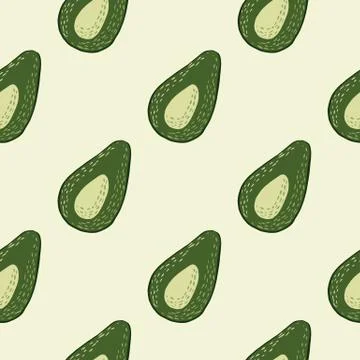 Simple diagonal avocado ornament seamless isolated pattern. Green raw shapes  Stock Illustration