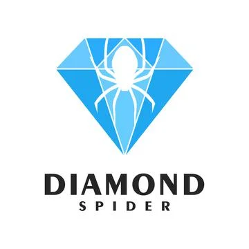 Simple diamond gem logo on spider, icon, symbol, template Stock Illustration