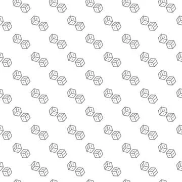 Simple dice seamless pattern with various icons and symbols on white background Stock Illustration