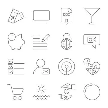 Simple different icons set. Universal icons to use for web and mobile. UI set of Stock Illustration