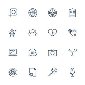 Simple different UI icons for app, sites, programs. Set with line icons. Photo Illustrazione stock