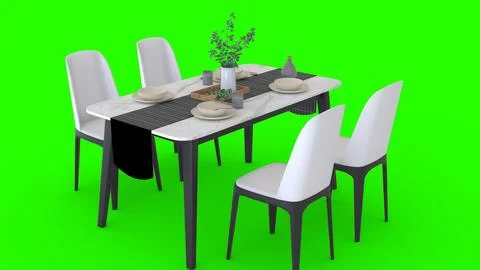 Simple dining table with green background Stock Illustration