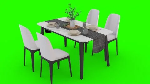 Simple dining table with green background Stock Illustration