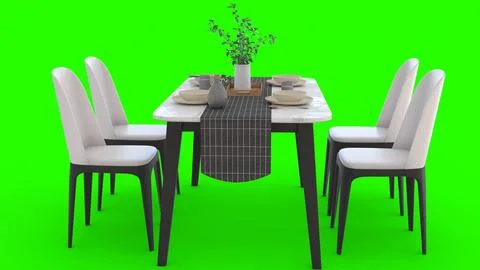 Simple dining table with green background Stock Illustration