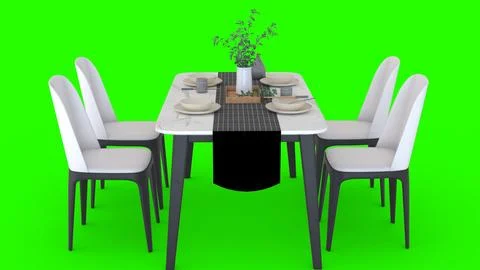 Simple dining table with green background Stock Illustration