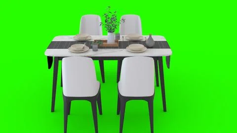 Simple dining table with green background Stock Illustration
