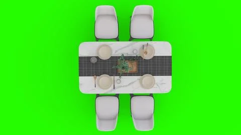 Simple dining table with green background Stock Illustration