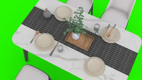 Simple dining table with green background Stock Illustration