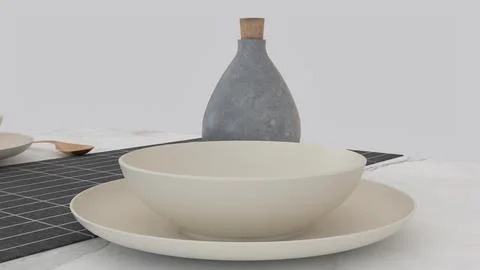 Simple dining table with white background Stock Illustration