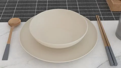 Simple dining table with white background Stock Illustration