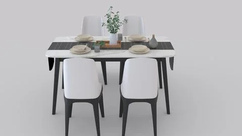 Simple dining table with white background Stock Illustration