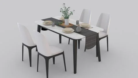 Simple dining table with white background Stock Illustration