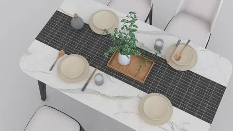 Simple dining table with white background Stock Illustration