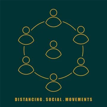Simple Distancing Social Movement vector Illustration Stock Illustration