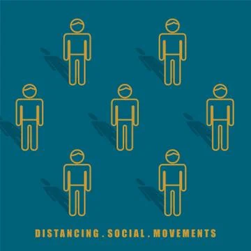 Simple Distancing Social Movement vector Illustration Stock Illustration