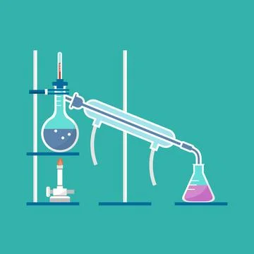Simple distillation model in chemistry laboratory vector Stock Illustration