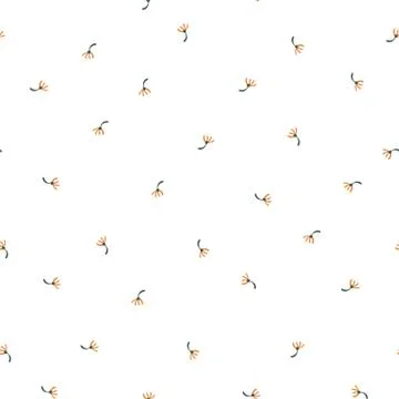 Simple ditsy wildflowers seamless vector pattern Stock Illustration