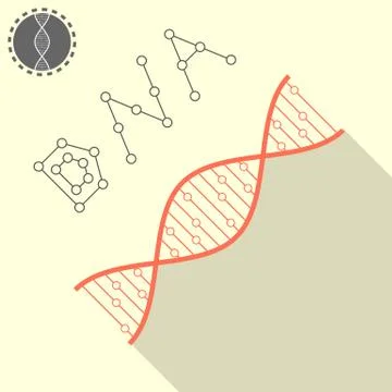 Simple DNA icon on yellow background with molecules イラスト素材