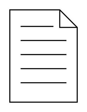 Simple Document with Black Lines and a Folded Corner Representing Text Conten Illustrazione stock