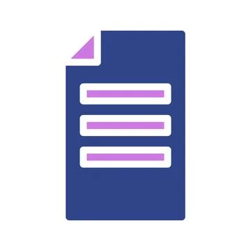 Simple document icon with purple text lines shape Stock Illustration
