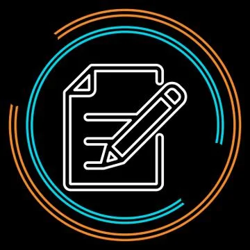 Simple Document with Pen Thin Line Vector Icon イラスト素材