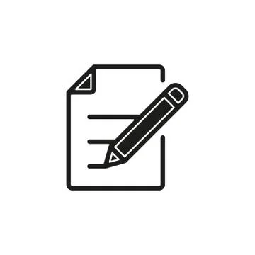 Simple Document with Pen Vector Icon Stock Illustration