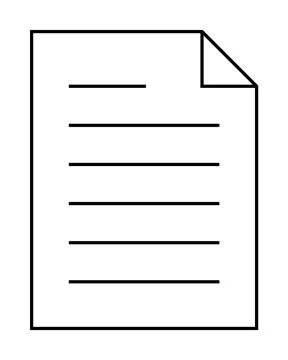 Simple Document with Text Lines and Folded Corner in Black and White Illustrazione stock