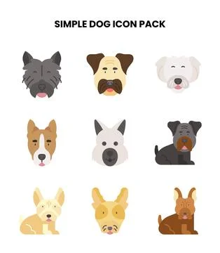 Simple Dog Flat Icons Pack Stock Illustration