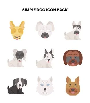Simple Dog Flat UI Icons Pack Stock Illustration