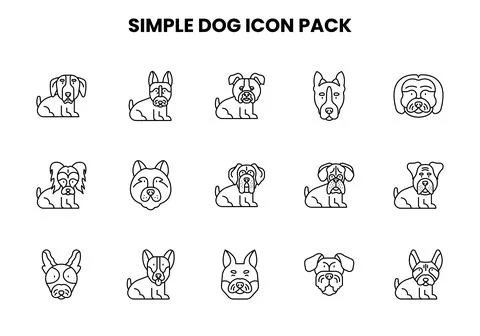 Simple Dog Line Bundle Icons Pack Stock Illustration